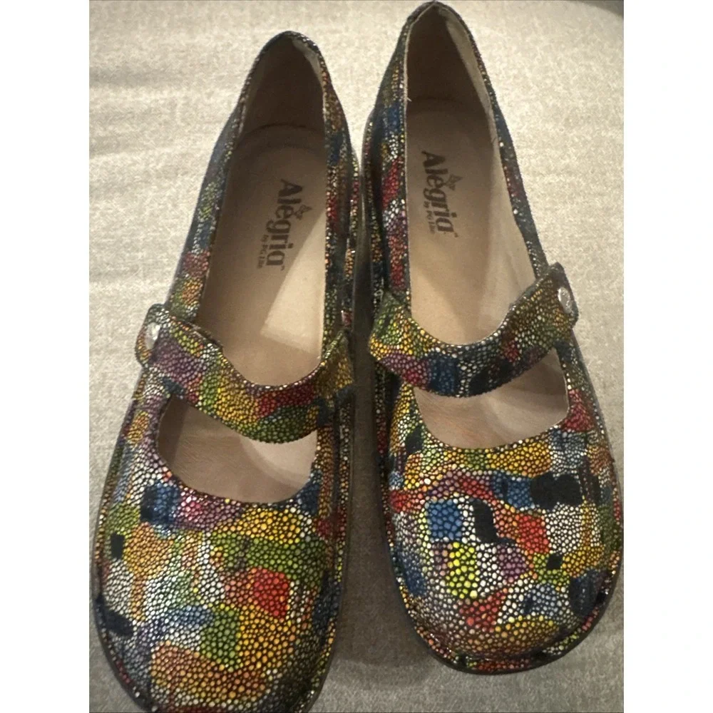 Algeria FEL-180 Mary Jane Stained Glass Shoes Hook & Loop Strap  EU Sz 41 US 9.5 - Picture 4 of 13